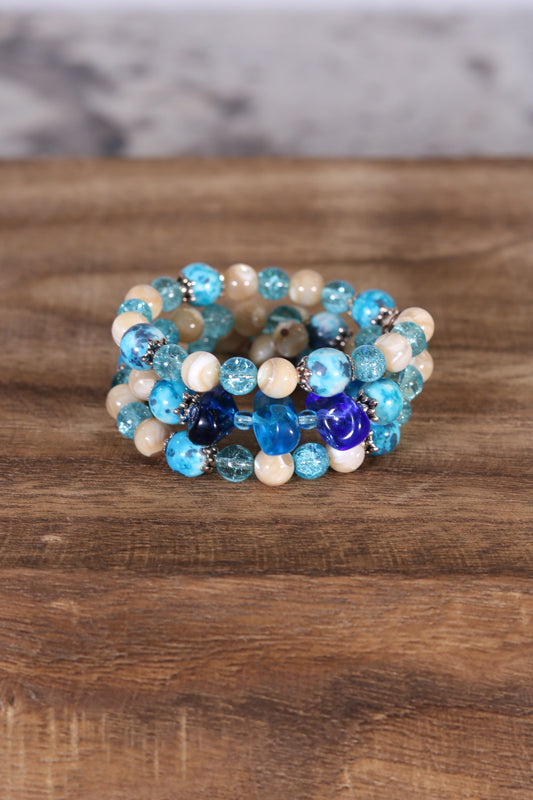 Blue Accent Memory Wire Bracelet