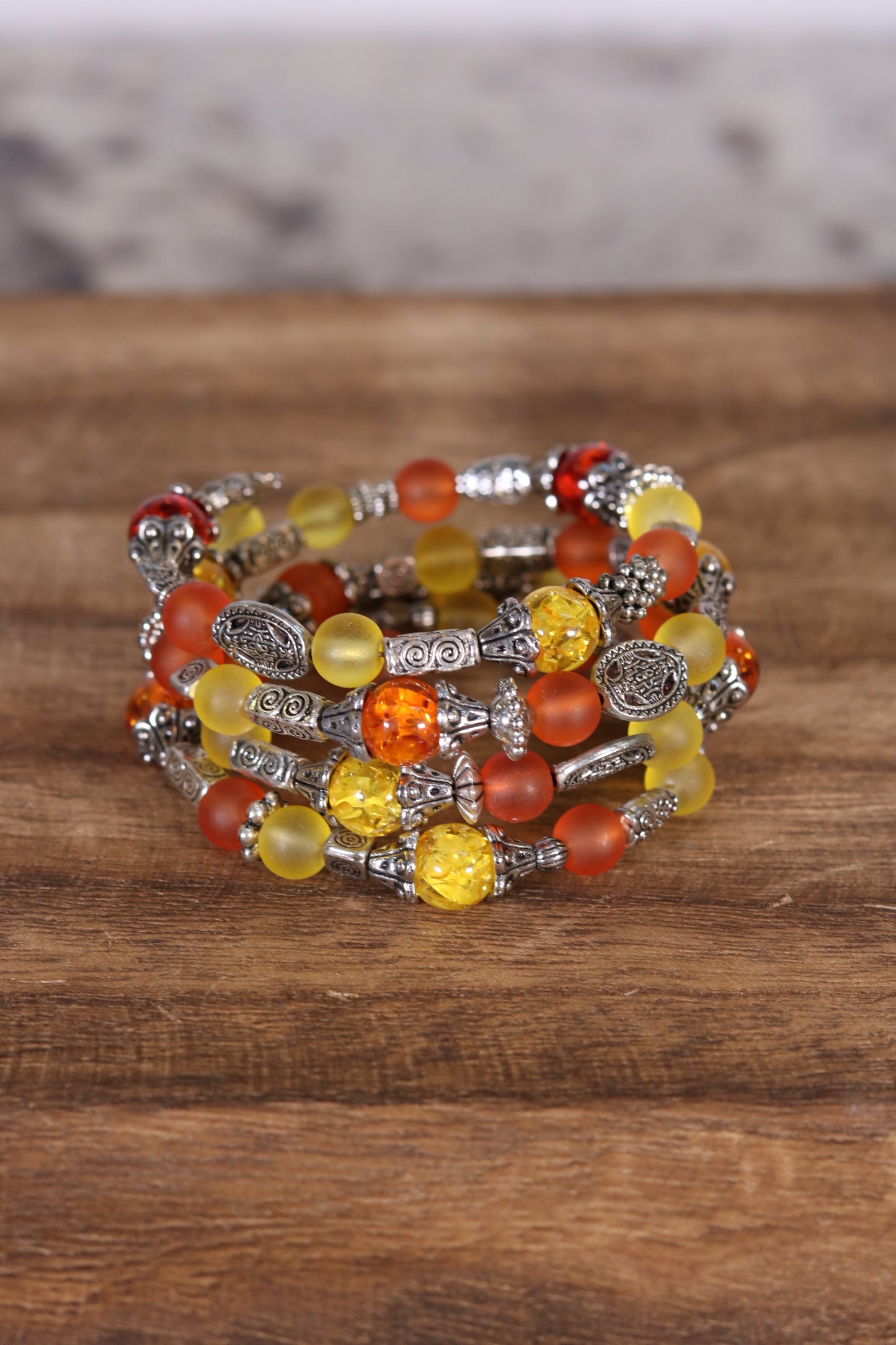 Orange and Yellow Memory Wire Bracelet