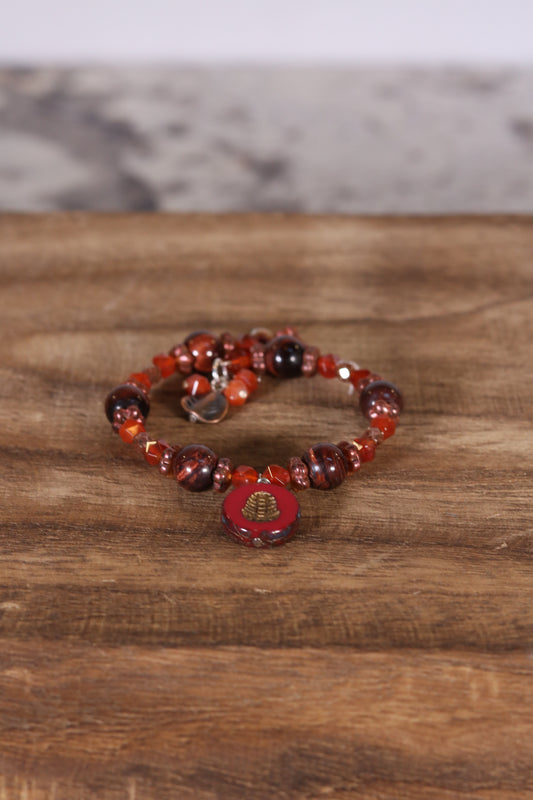 Burnt Orange and Brown Memory Wire Bracelet