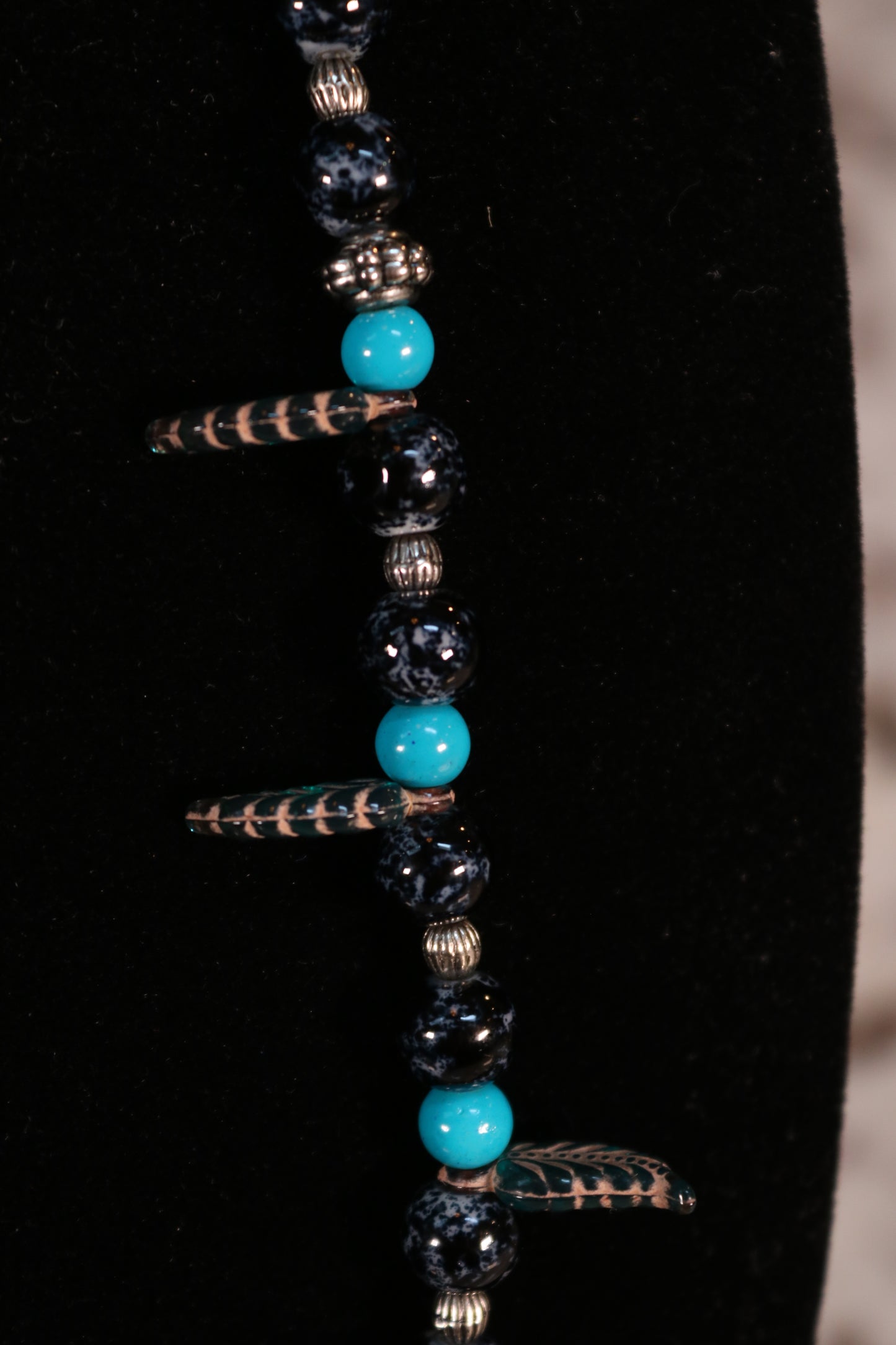 28" Turquoise and Black Necklace