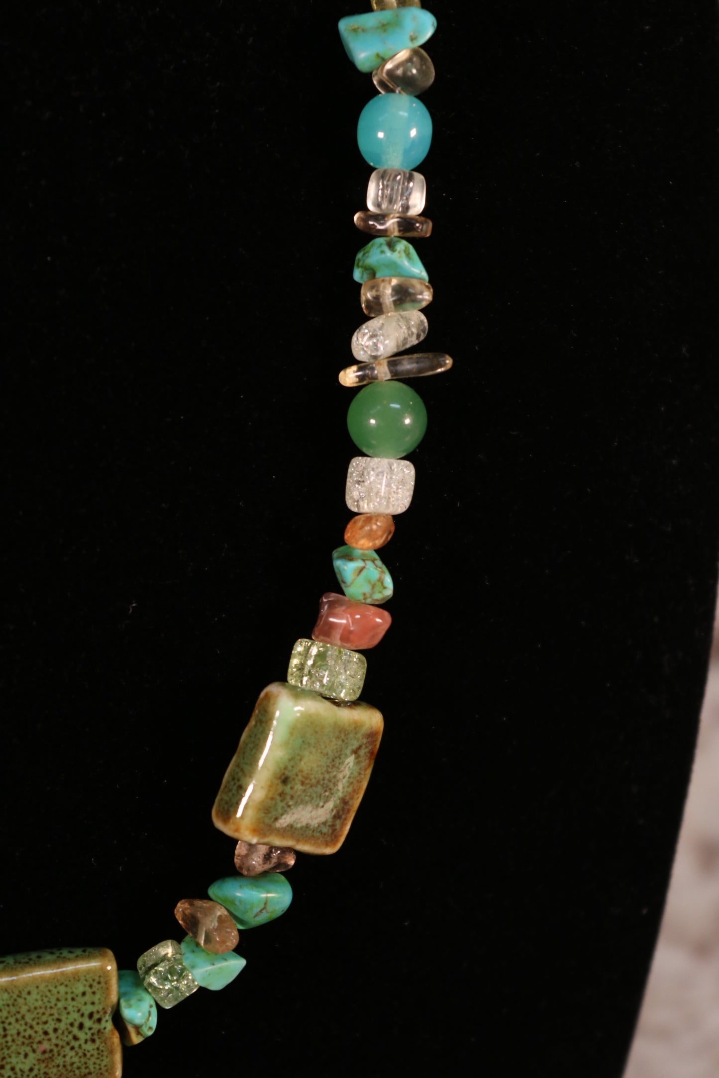 30" Green and Peach Necklace