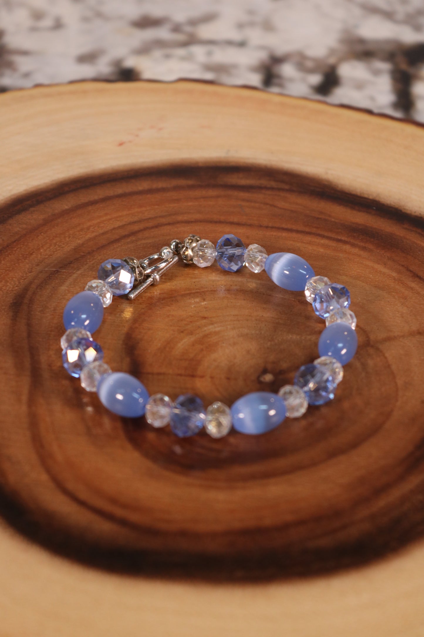 Iridescent Blue and Crystal Bracelet