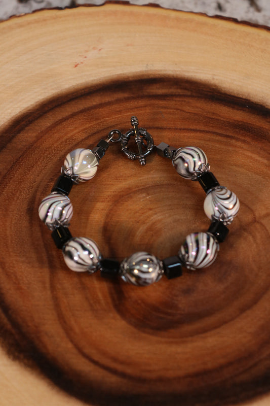 8" Black and While Bracelet