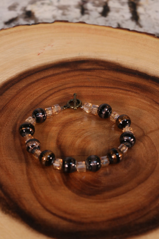 8" Brown and Light Amber Crystal Bracelet