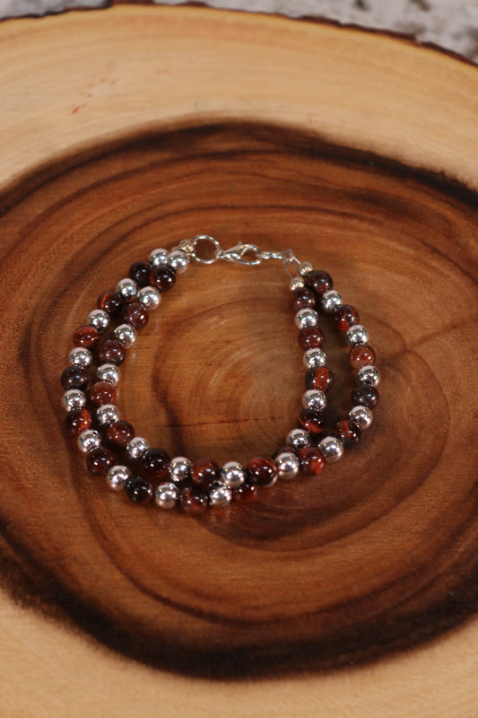 8" Brown and Silver Bracelet