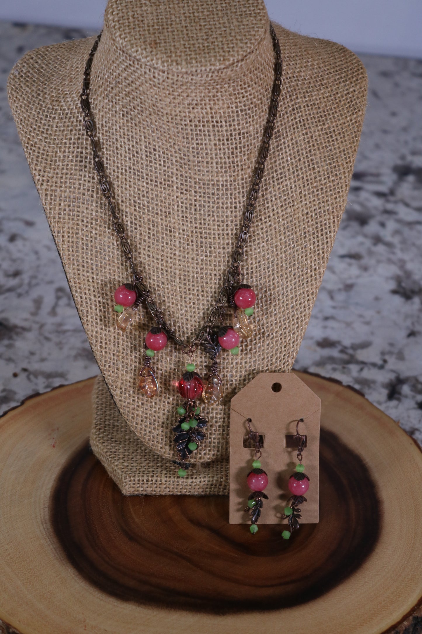 Two Piece Pink and Bronze Metal Set