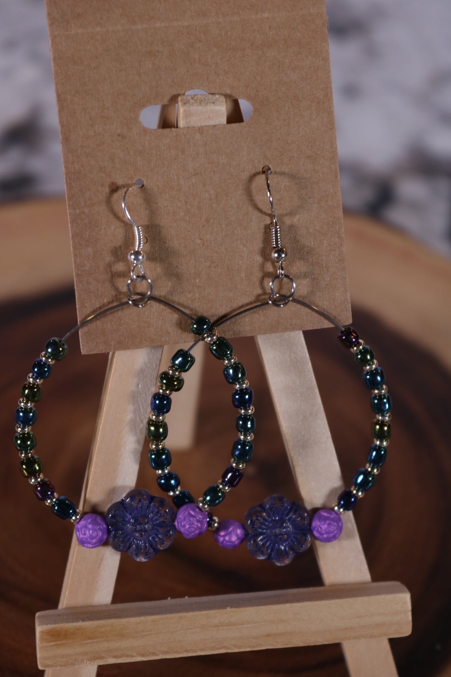 Purple and Blue Memory Wire Earrings