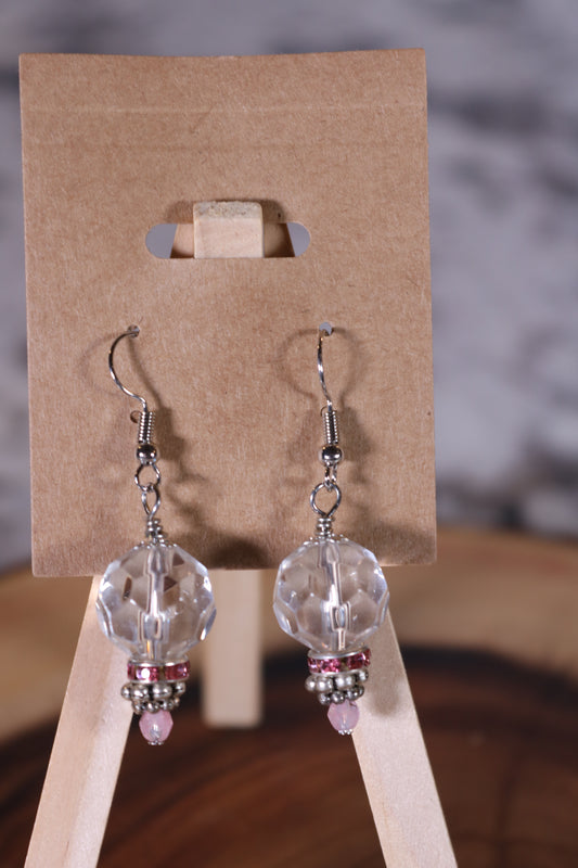 Crystal and Pink Dangle Earrings