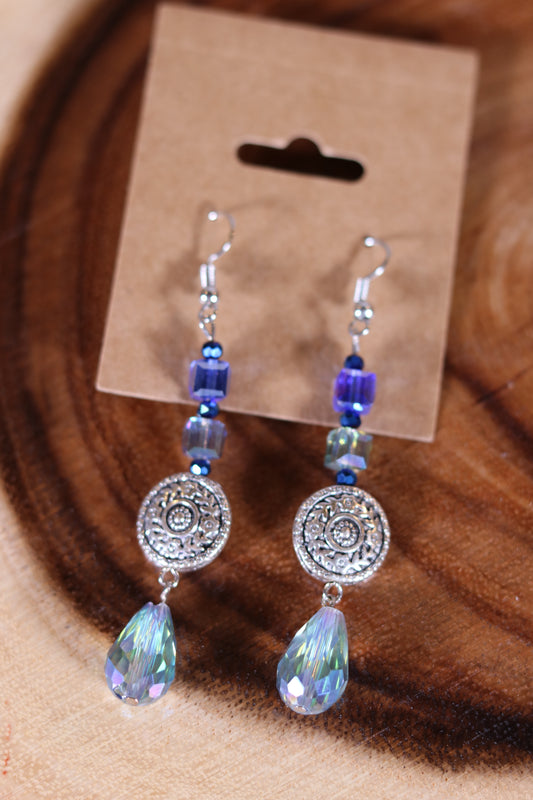 Silver and Blue Dangle Earrings