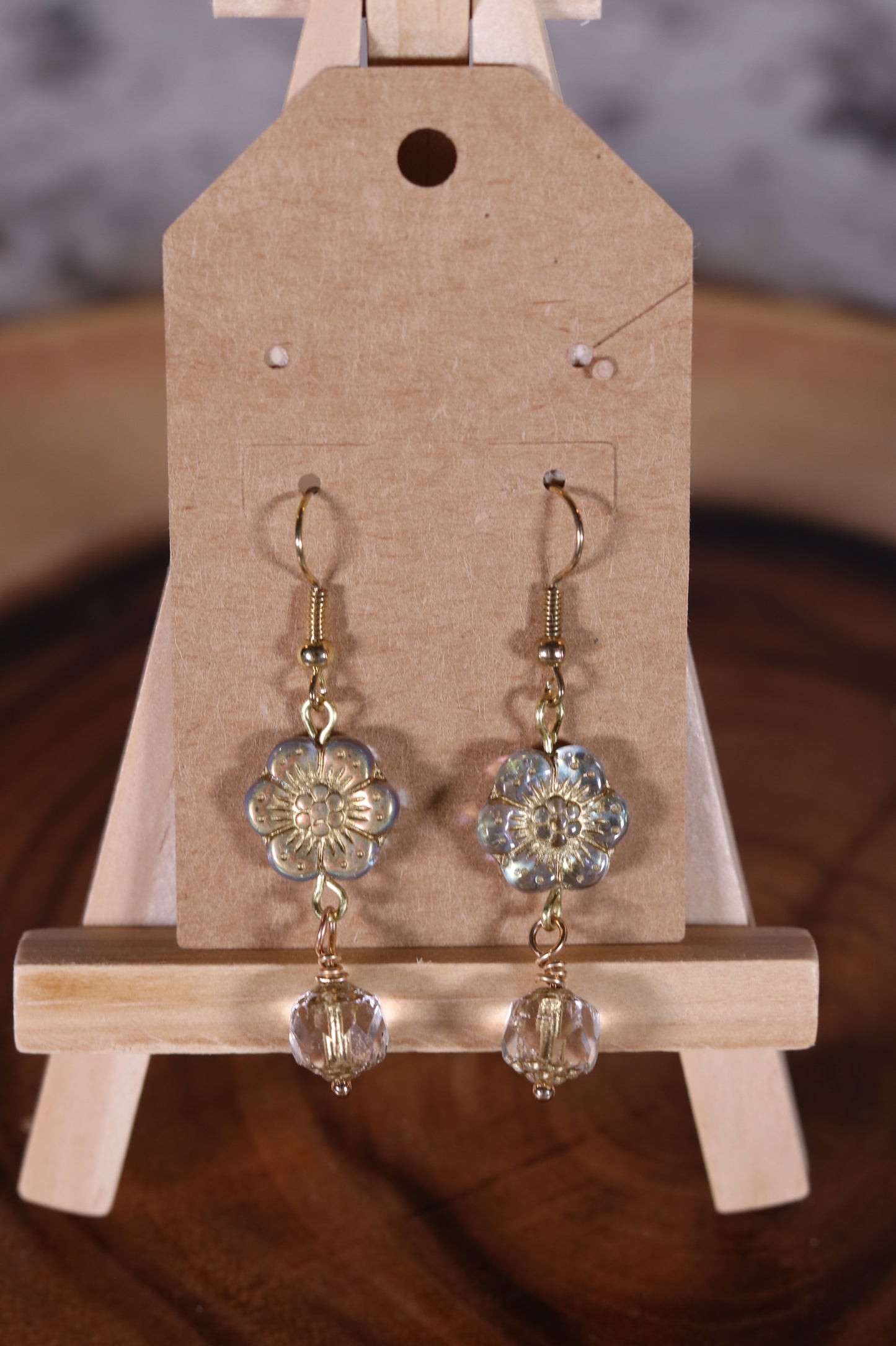 Gold Flower Dangle Earrings