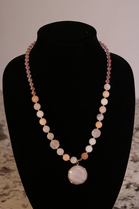 22 Inch Pink and Gold Necklace