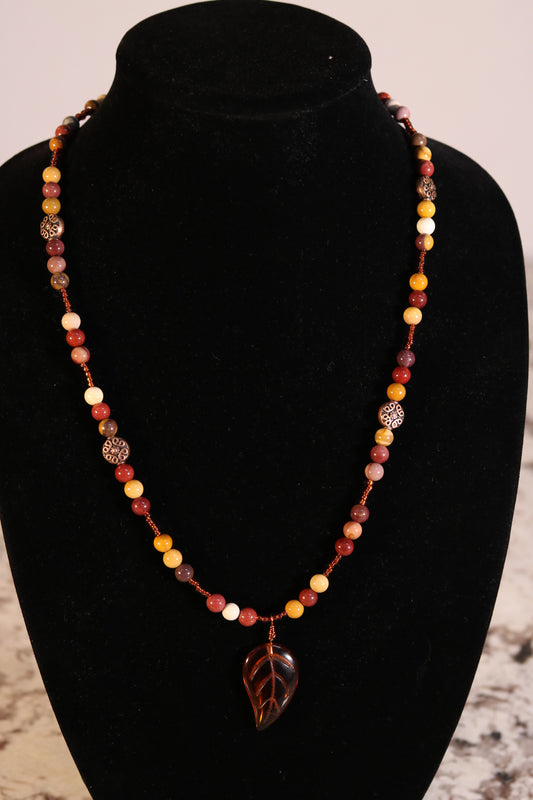 22 Inch Fall Necklace with Leaf Pendant