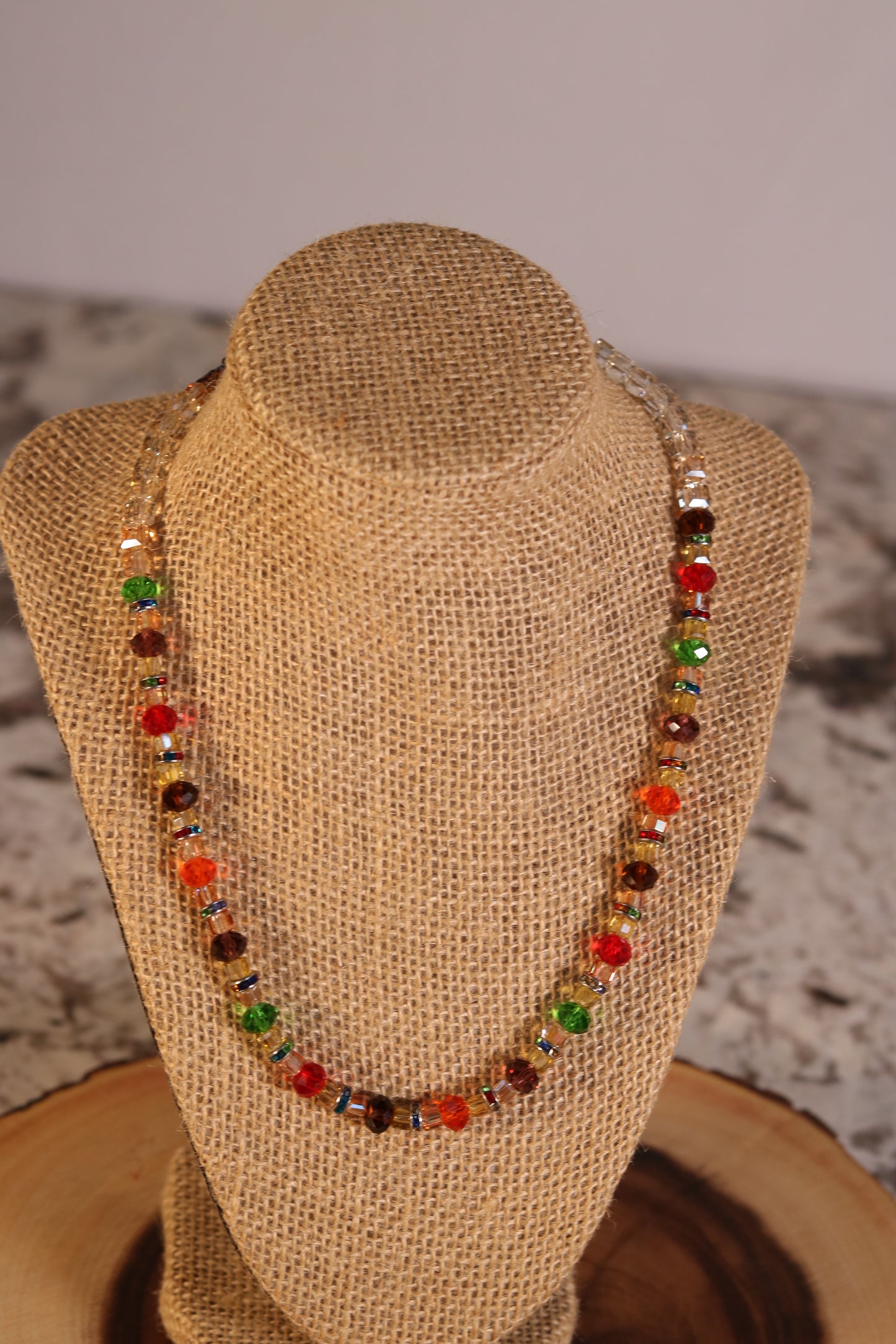 20 Inch Multi-Faceted, Multi-Colored Crystal Necklace