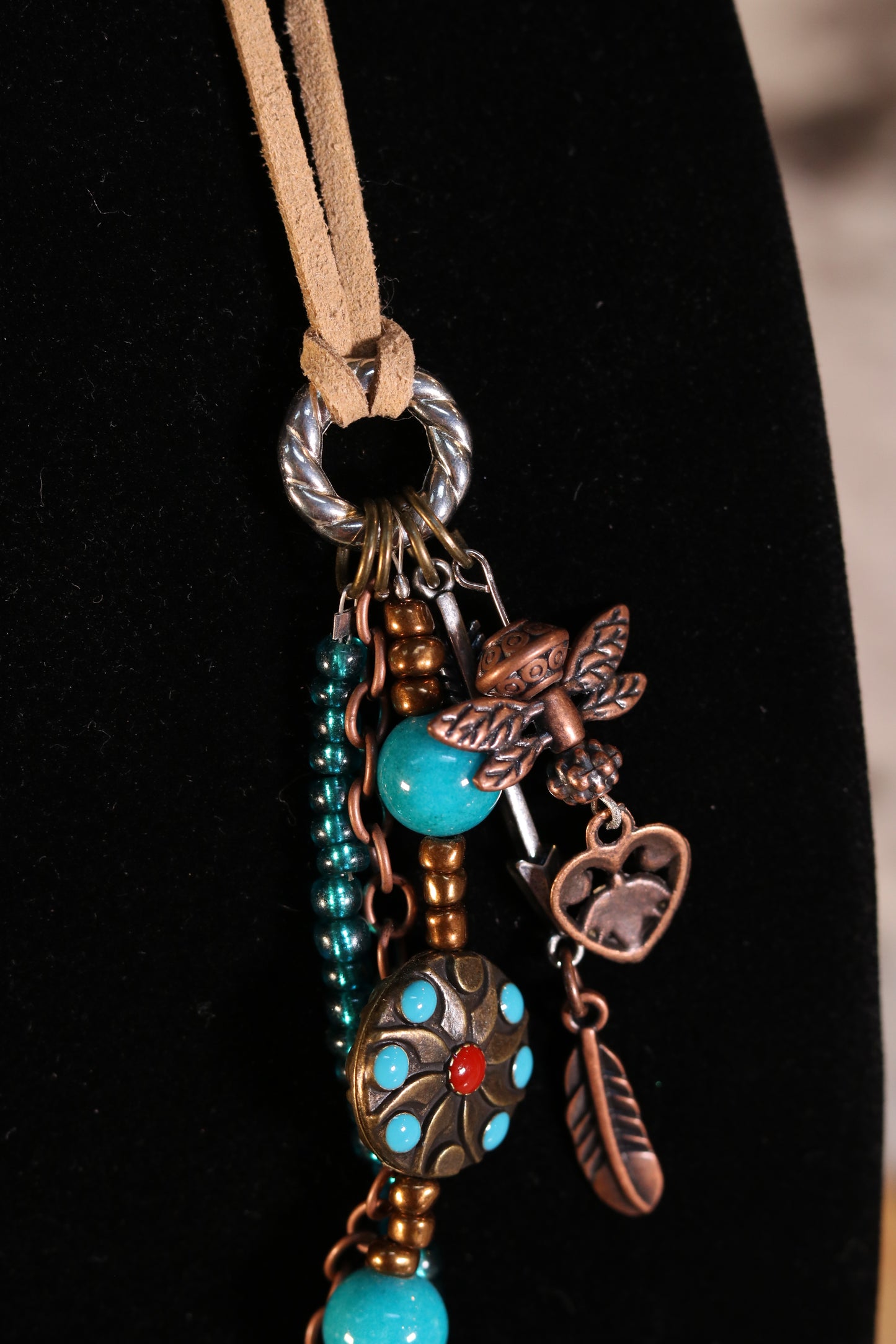 28 Inch Boho Turquoise and Bronze Necklace