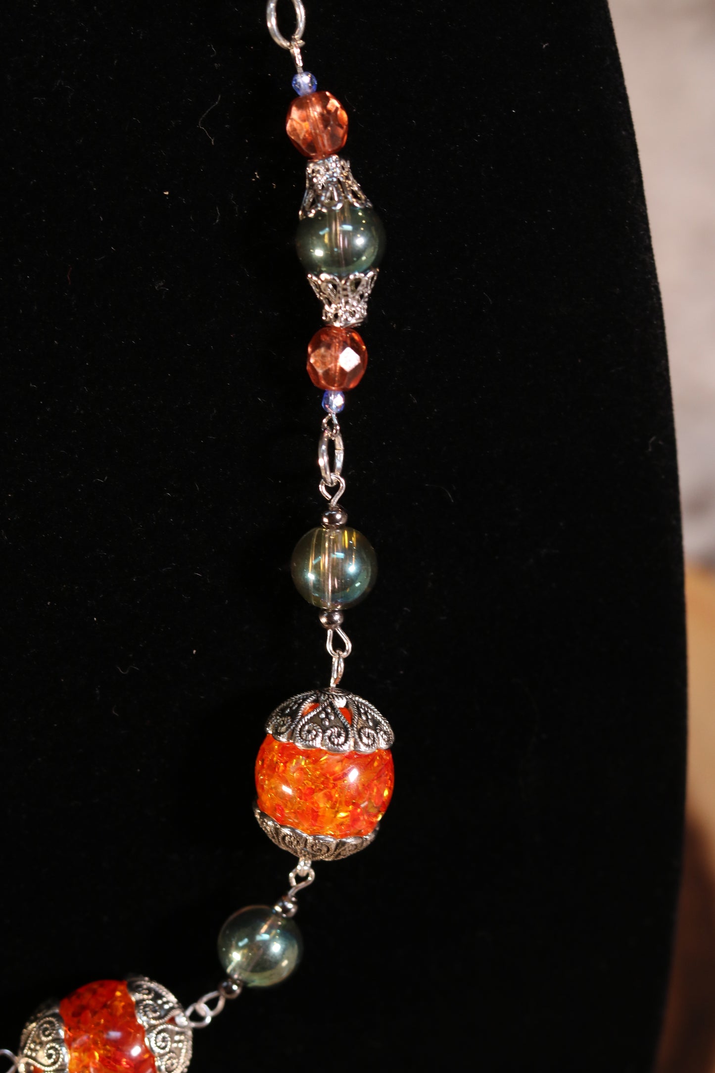 26 Inch Orange and Silver Necklace