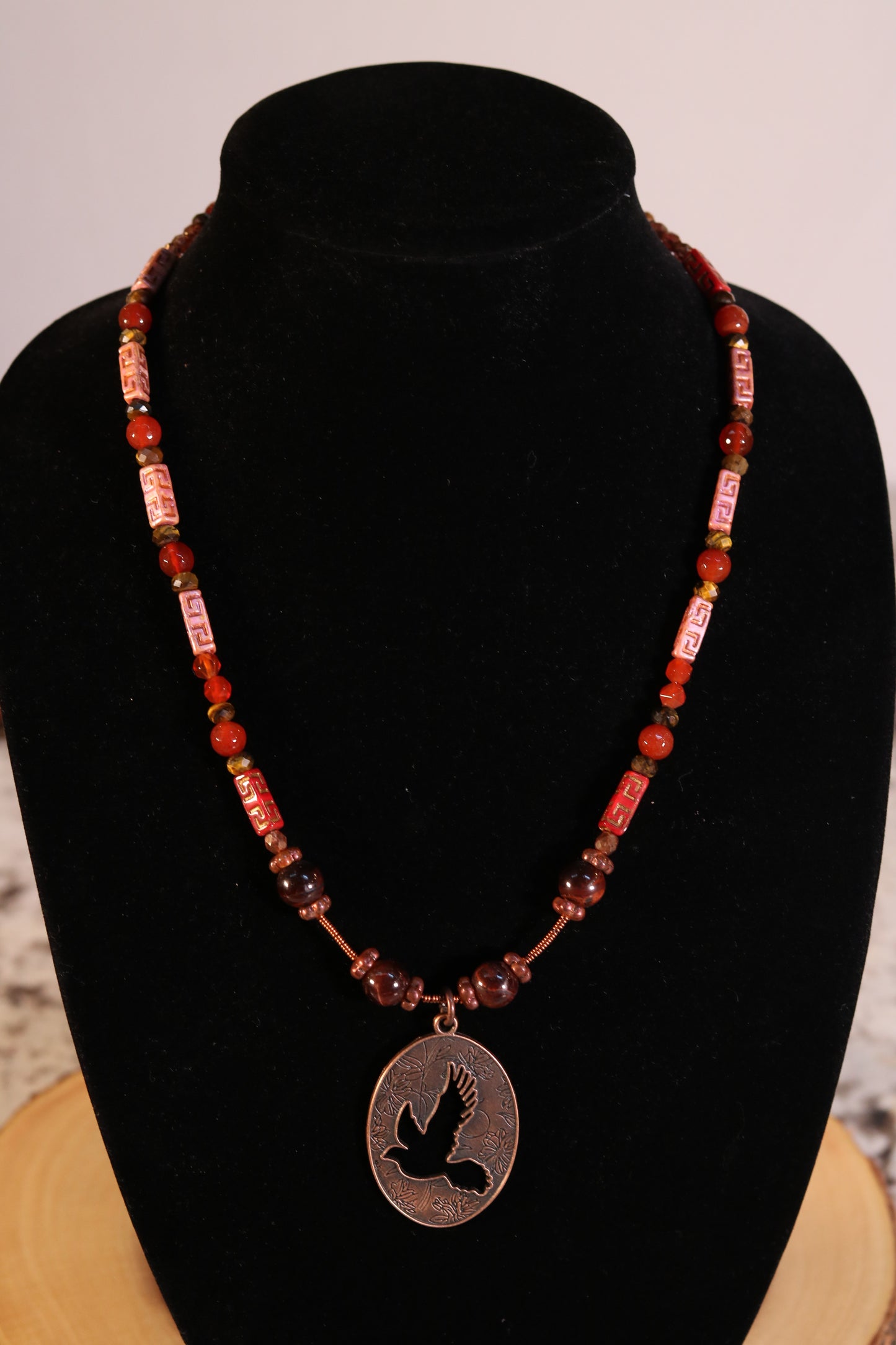 20 Inch Burnt Orange and Brown Necklace