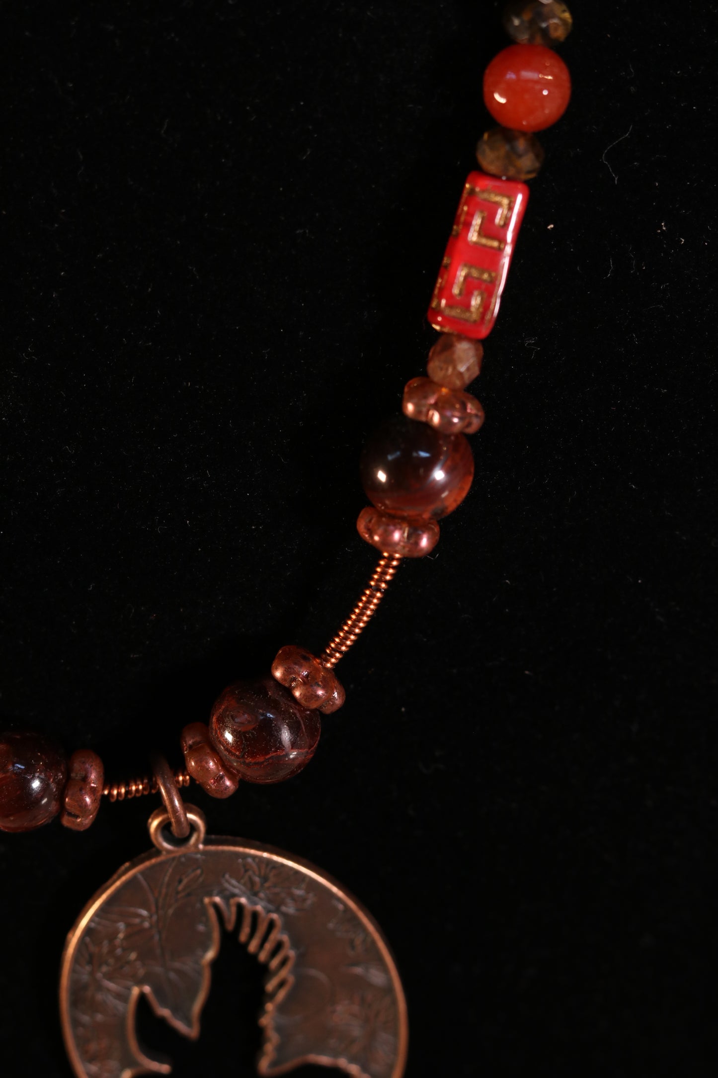 20 Inch Burnt Orange and Brown Necklace