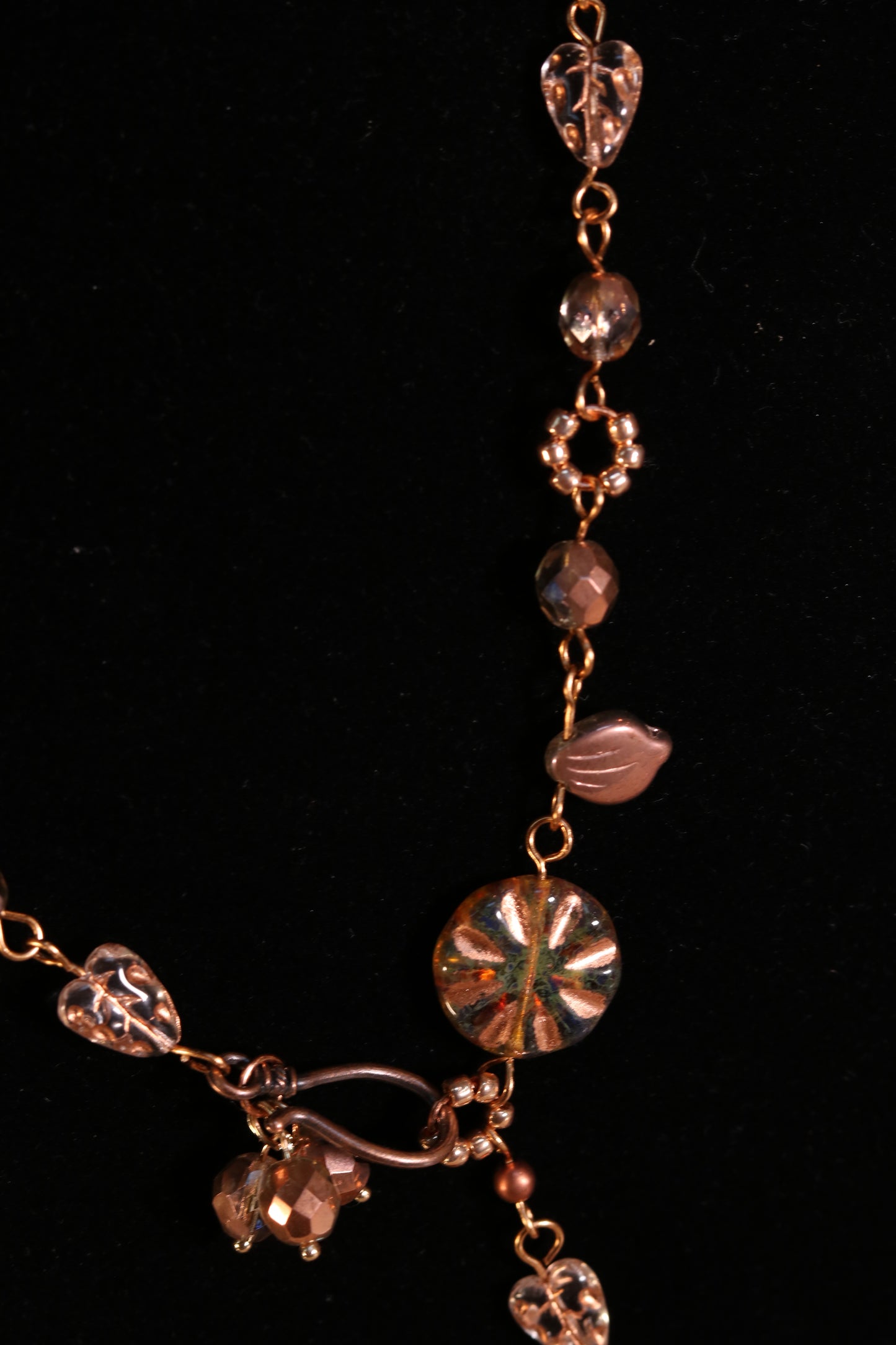 Bronze and Rose Gold Lariat Necklace