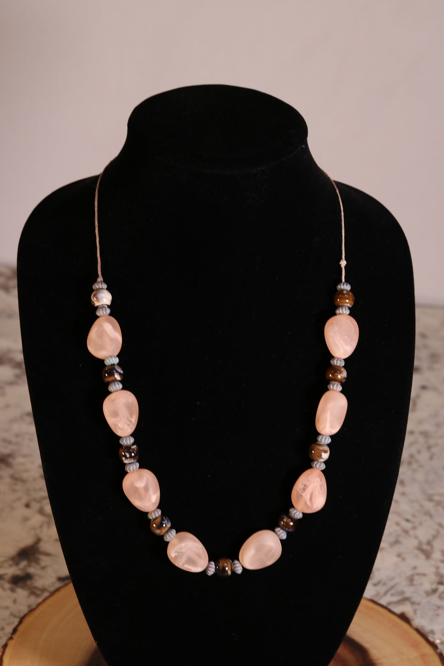 24 Inch Pink Quartz Necklace