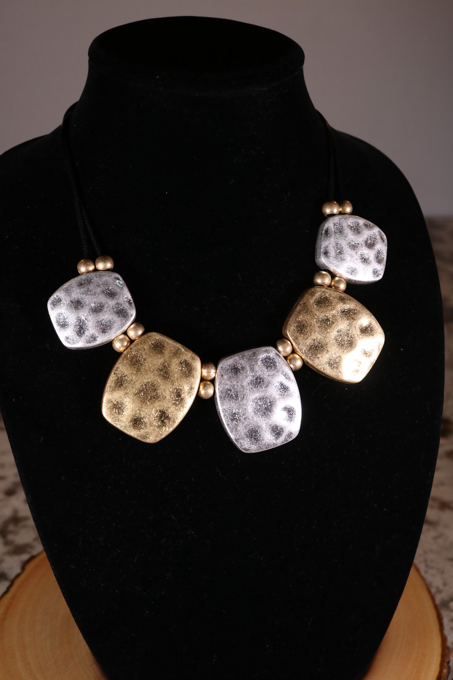 16" Silver and Gold Statement Necklace