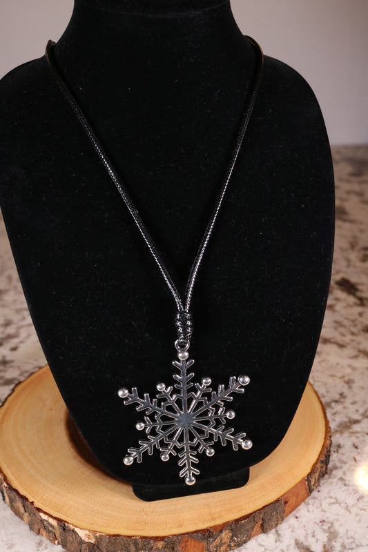 32" Silver Snowflake Necklace