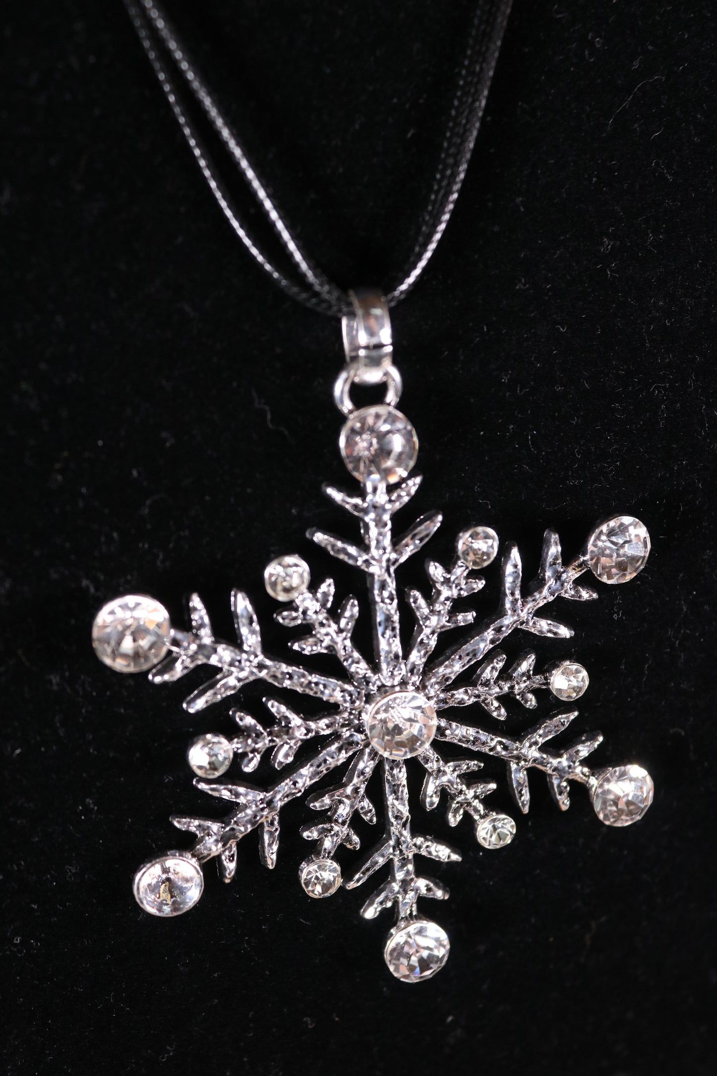 30" Silver Sparkly Snowflake Necklace