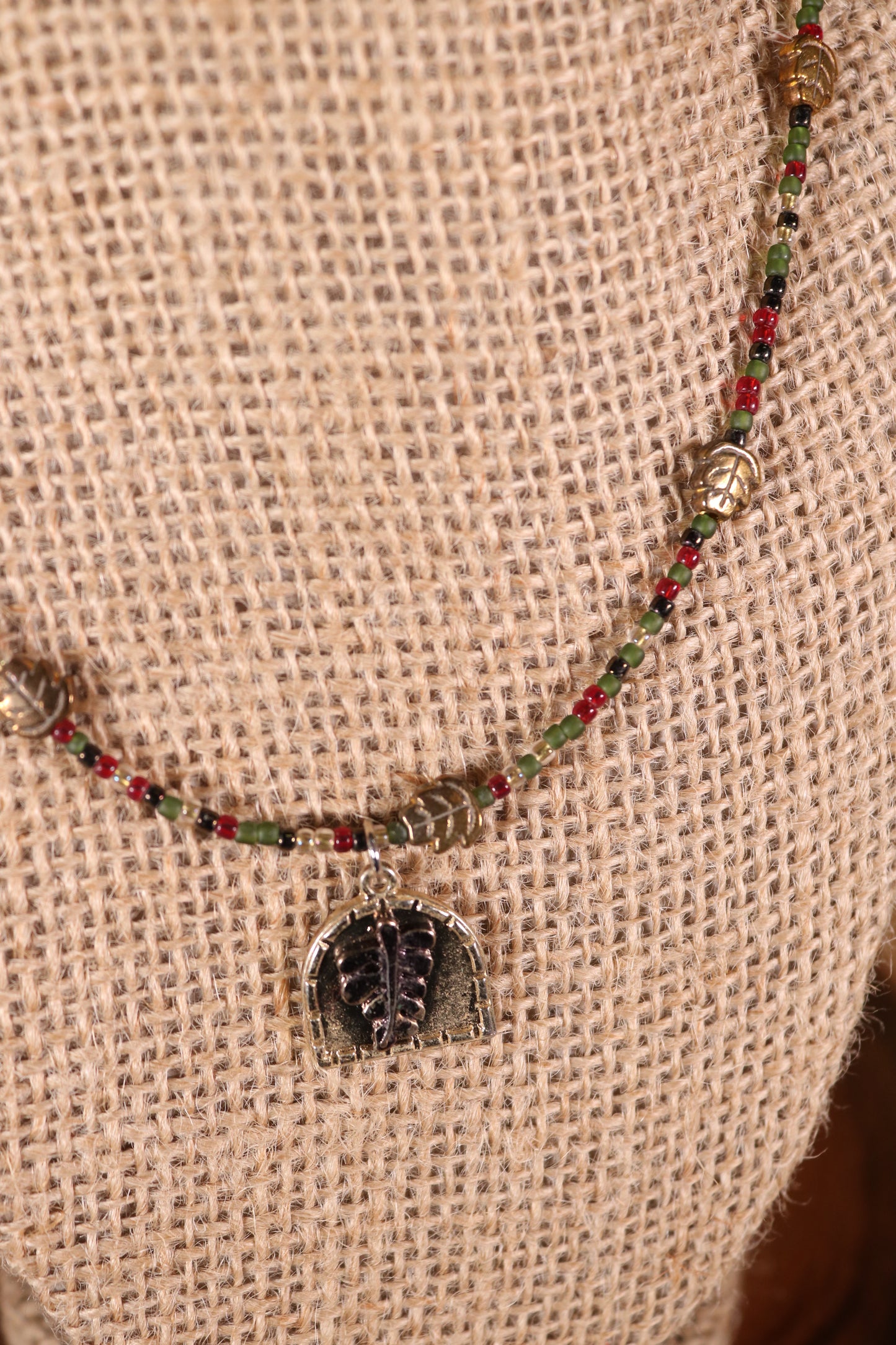 16" Brown and Gold Leaf Necklace