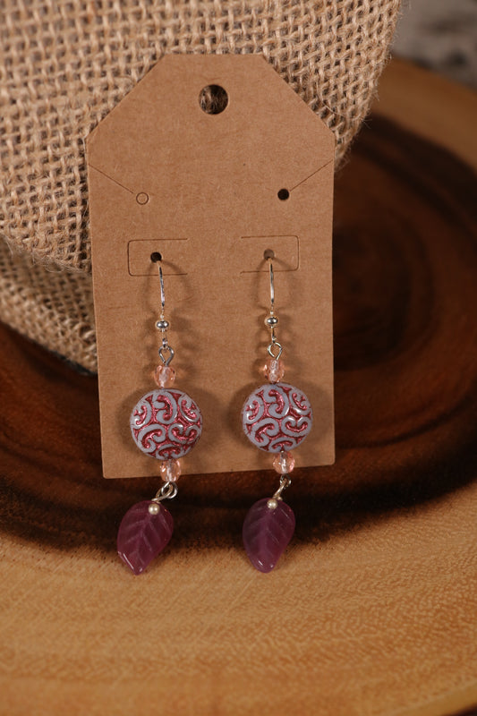 2 Inch Lavender Leaf Dangle Earrings