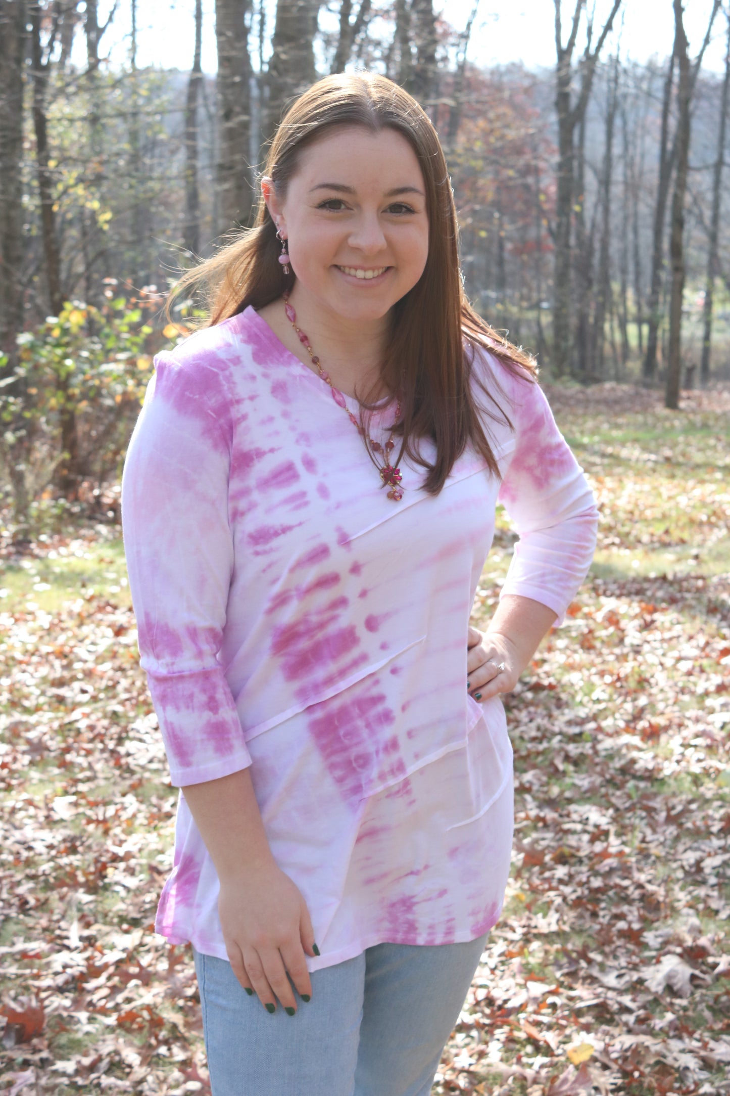 Pink and White Tie-Dyed Shirt