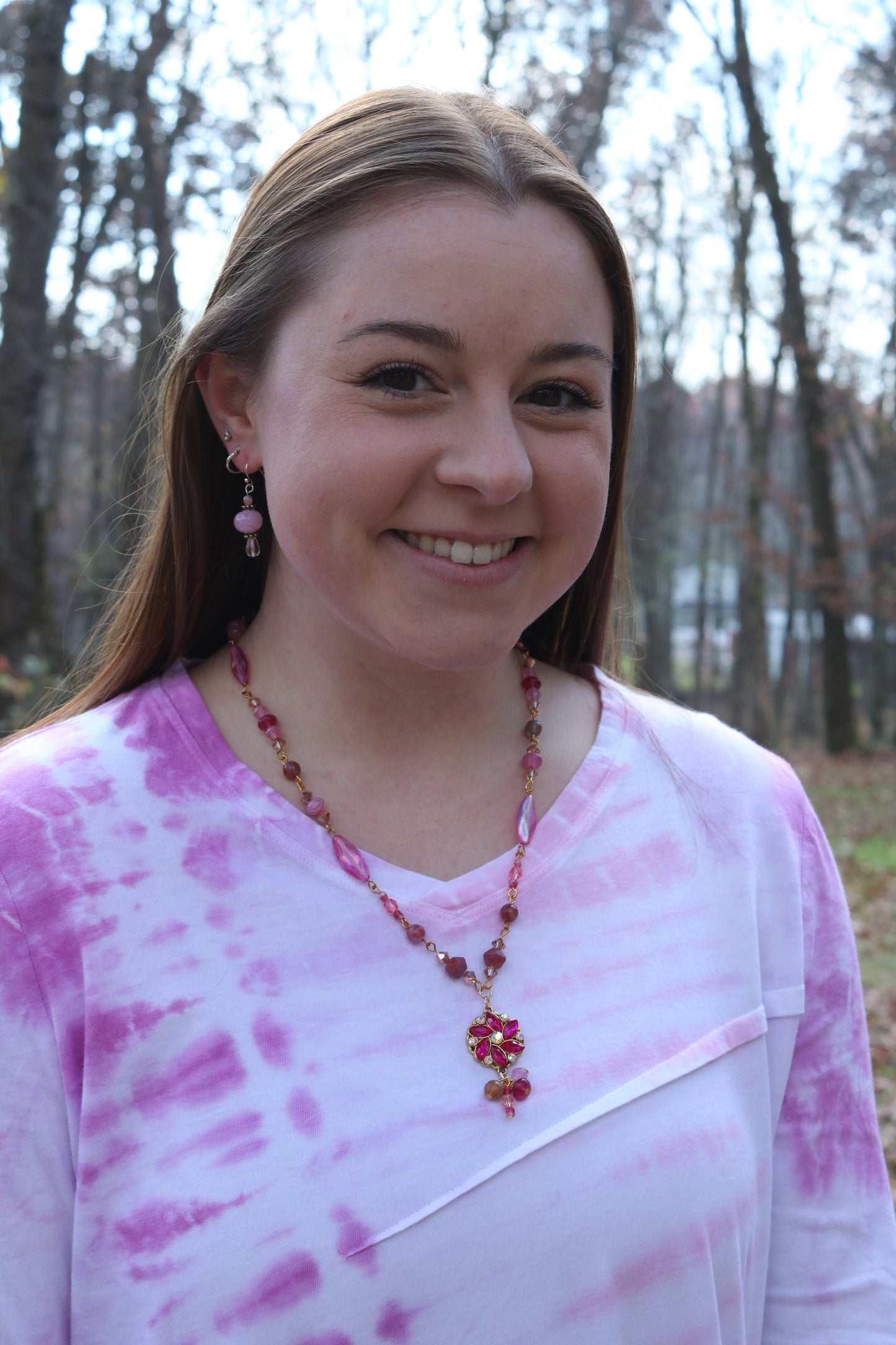 Pink and White Tie-Dyed Shirt