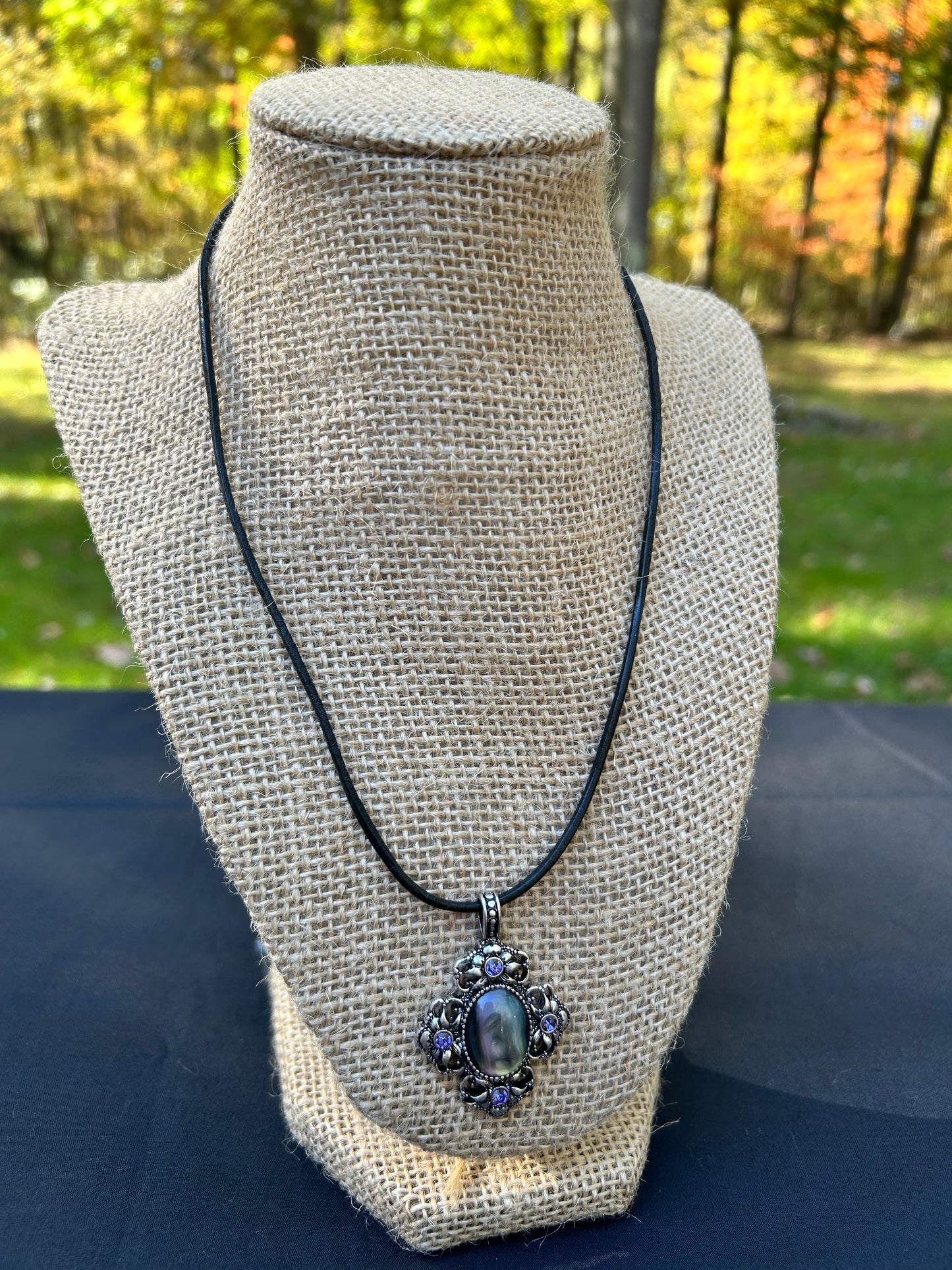 Silver Iridescent Pendant Necklace