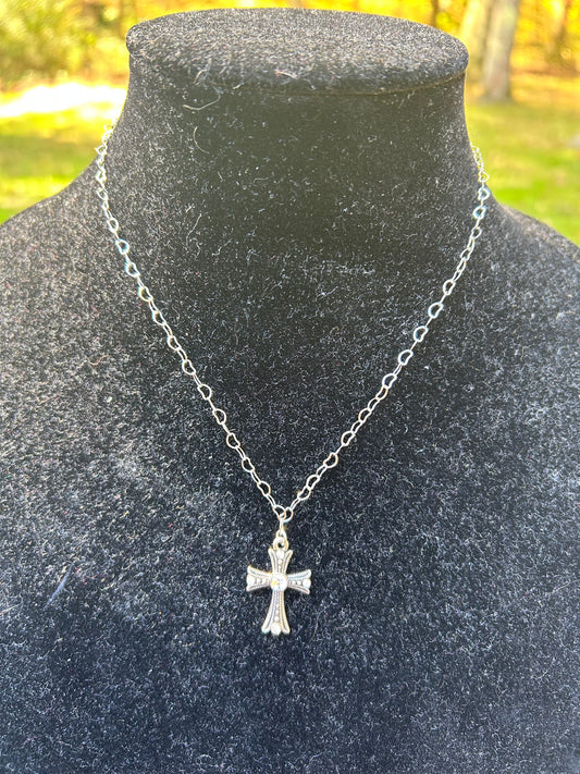 Dainty Silver Cross Necklace