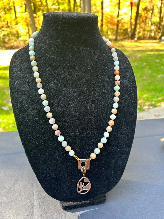 Long Bolo Necklace with Bronze Pendant