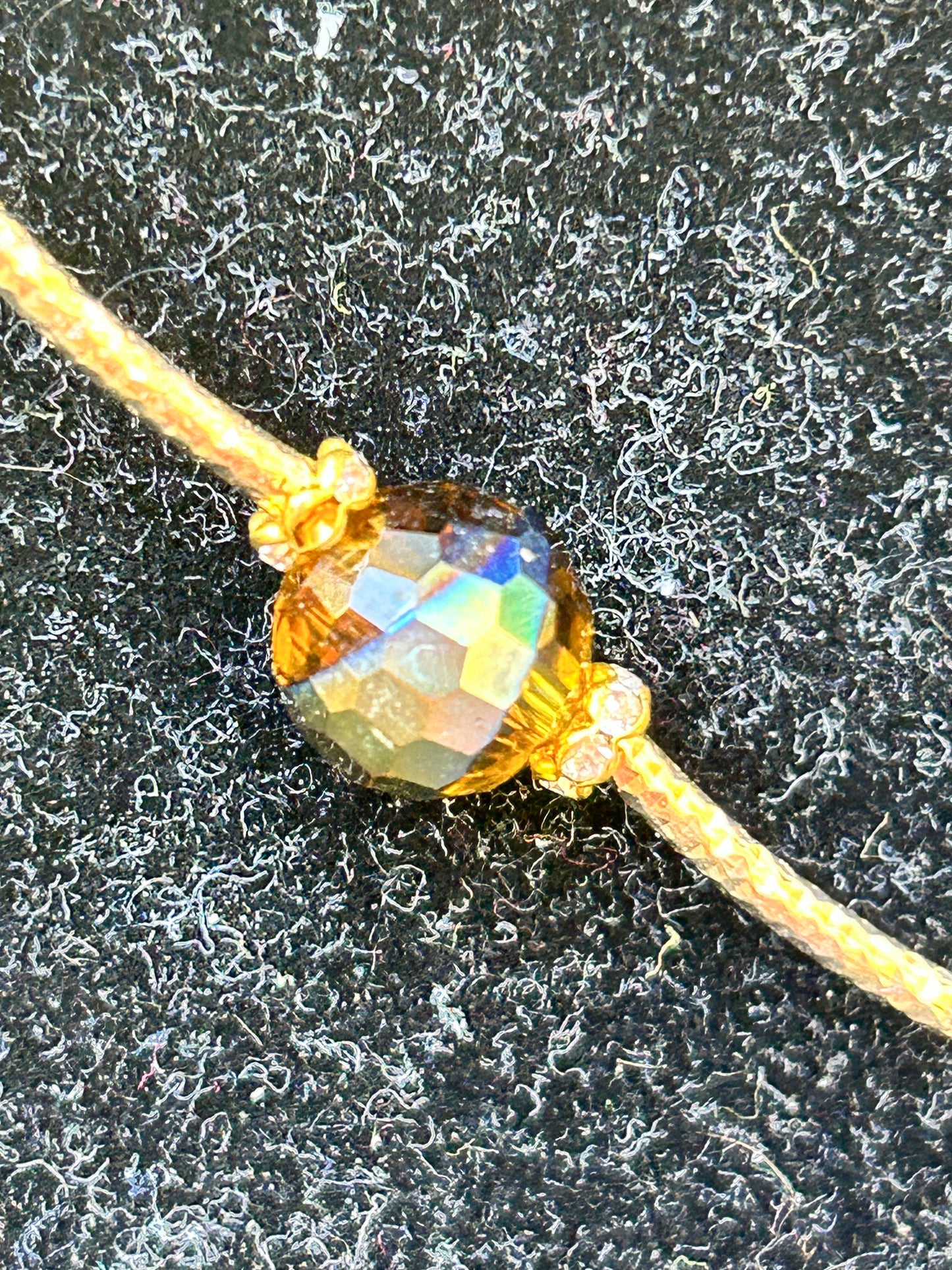 Gold and Iridescent Bead Necklace