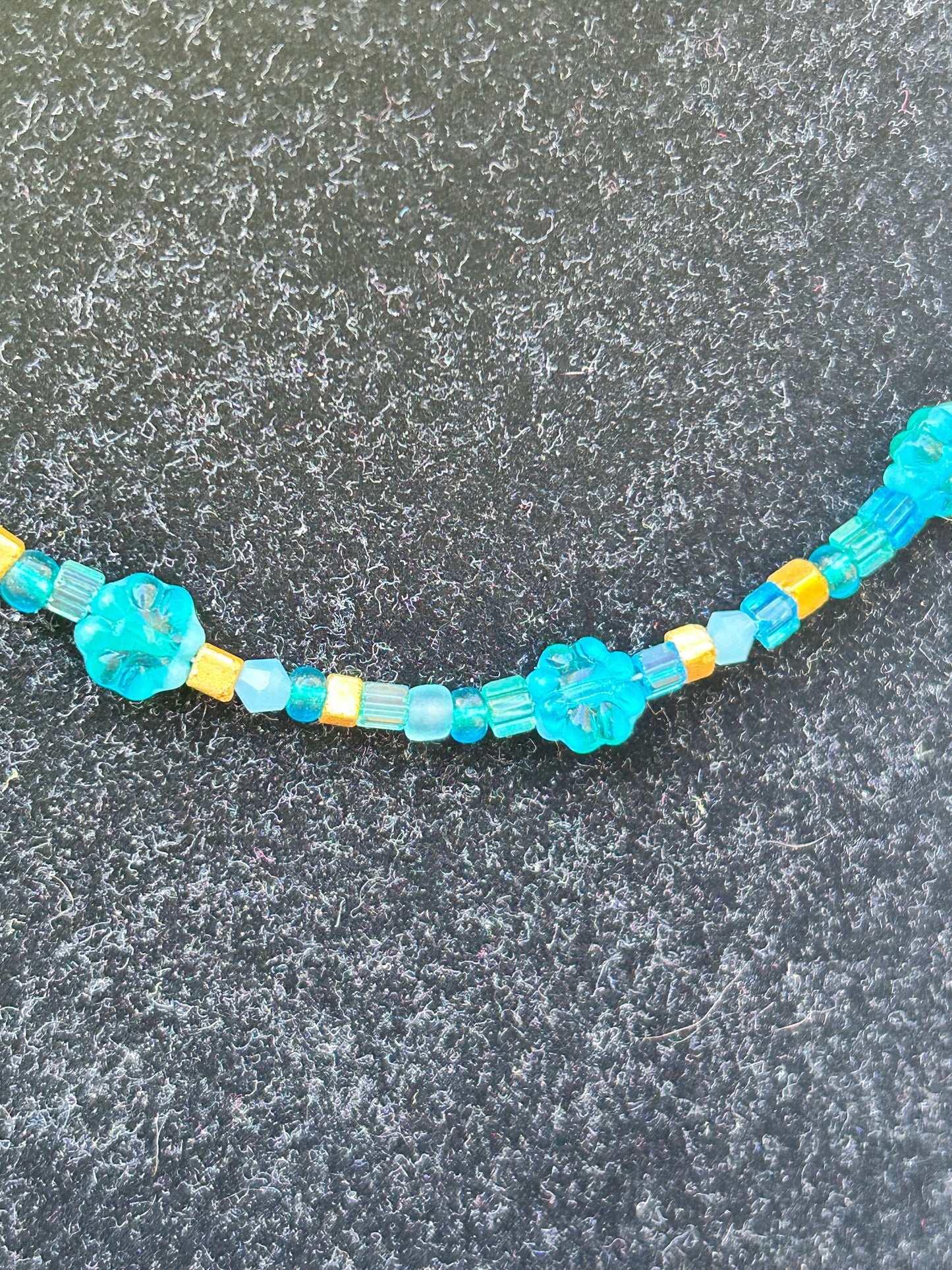 Blue and Gold Flower Necklace