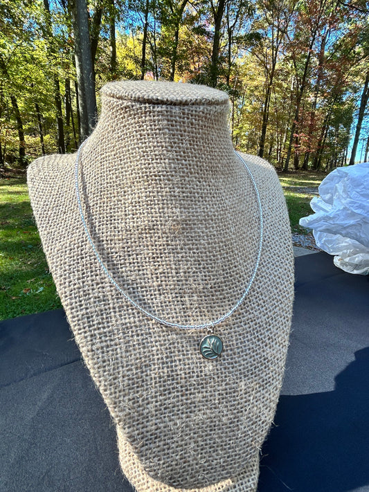 16" Dainty Necklace with Green Charm