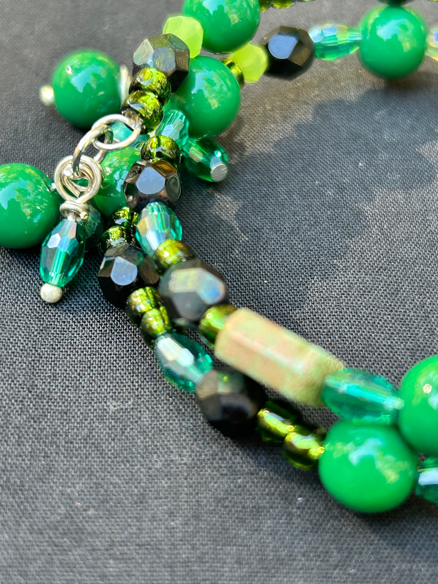 Green and Black Memory Wire Bracelet