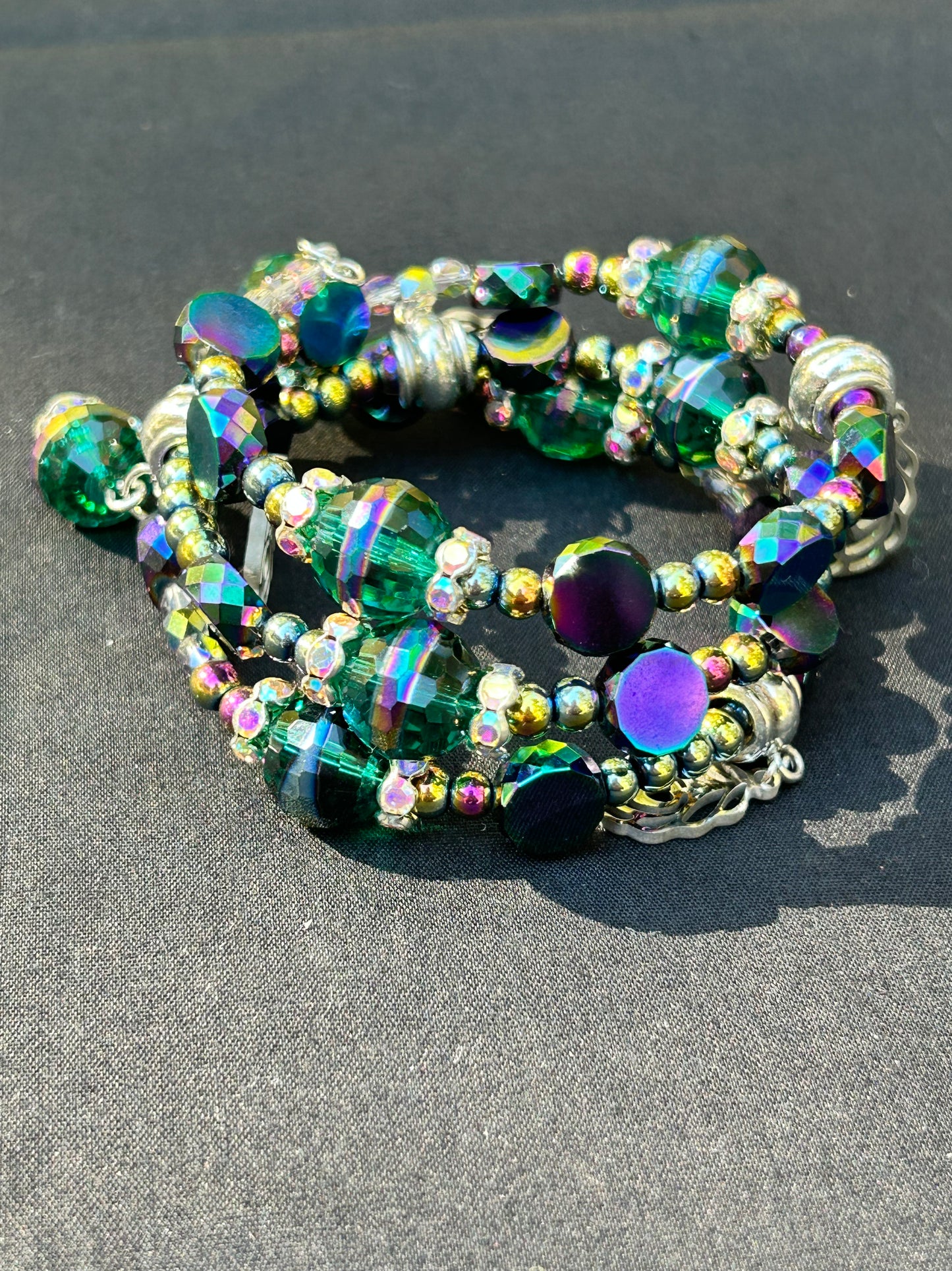 Super Sparkly Iridescent Memory Wire Bracelet