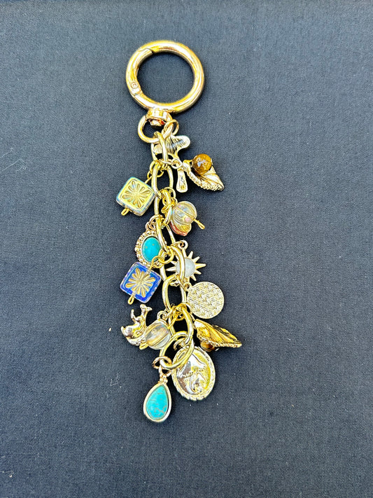 Gold Purse Charm with Gold Charms