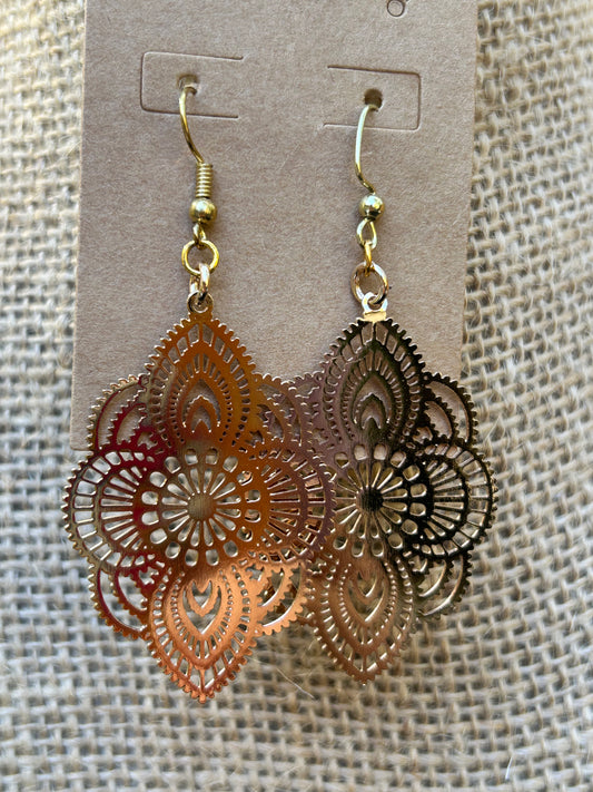 Gold Geometric Pattern Dangles