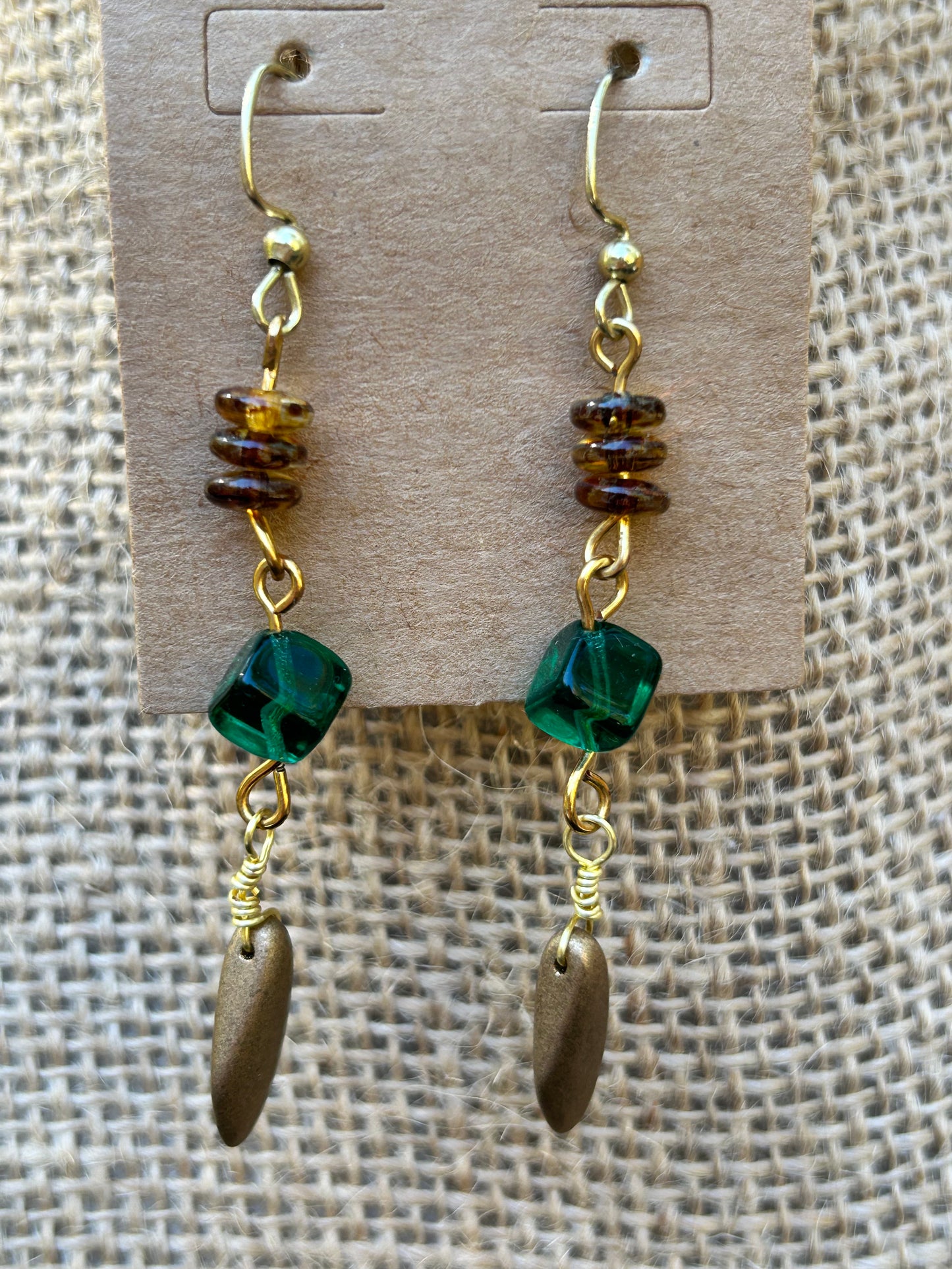 Green and Gold 2 1/4" Dangles