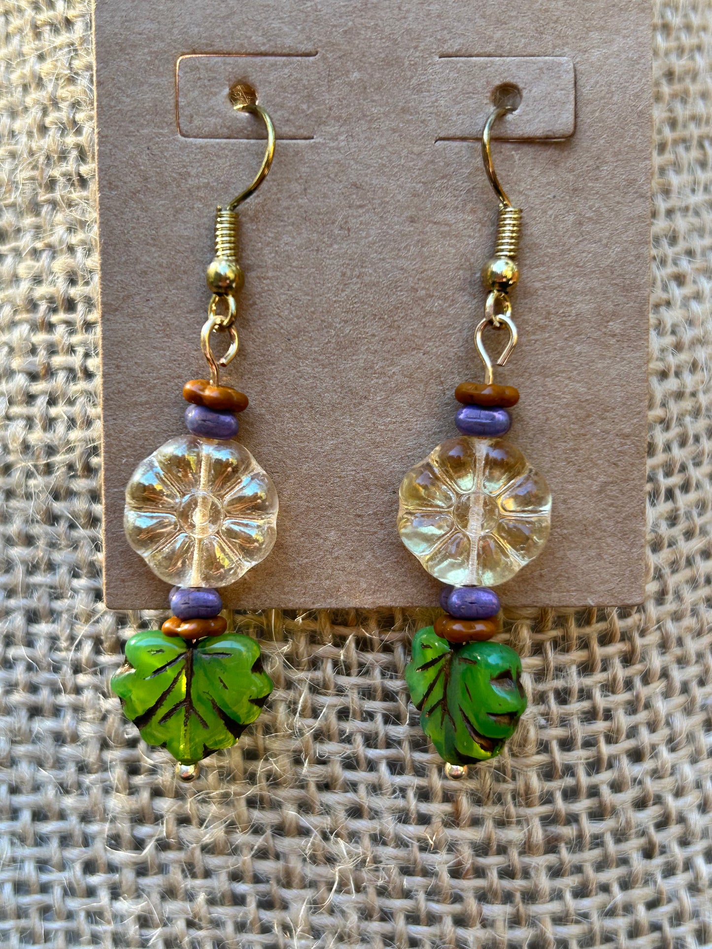 Leaf with Flower Earrings